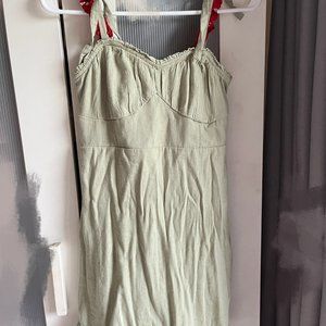 Woven Sweetheart Olive Dress